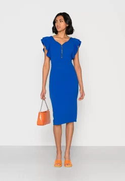 Wal G Cassidy Front Zip Frill Midi Dress – Cocktail Dress / Party Dress . Popular|Women Dress