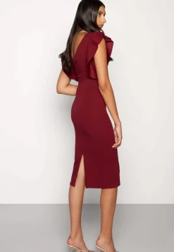Wal G Diana Ruffle Sleeve Midi Dress – Jersey Dress . Cheap|Women Dress