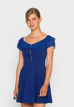 Wal G Idris Off The Shoulder Zip Front Skater Dress – Cocktail Dress / Party Dress . Cheap|Women Dress