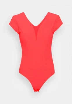 Wal G Lotus V Neck Cap Sleeve Body Suit – Basic T-Shirt . Discount Sale|Women Top