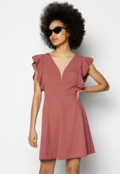 Wal G Lucia V Neck Frill Sleeve Skater Dress – Cocktail Dress / Party Dress . Top Sellers|Women Dress