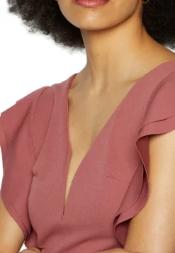 Wal G Lucia V Neck Frill Sleeve Skater Dress – Cocktail Dress / Party Dress . Top Sellers|Women Dress