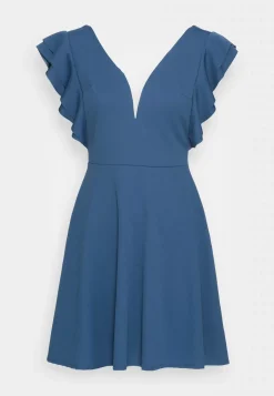Wal G Lucia V Neck Frill Sleeve Skater Dress – Cocktail Dress / Party Dress . Closeout Sale|Women Dress