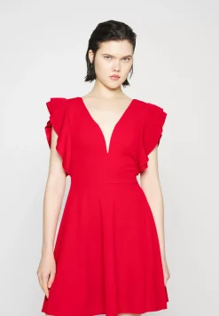 Wal G Lucia V Neck Frill Sleeve Skater Dress – Cocktail Dress / Party Dress . Discount Online|Women Dress