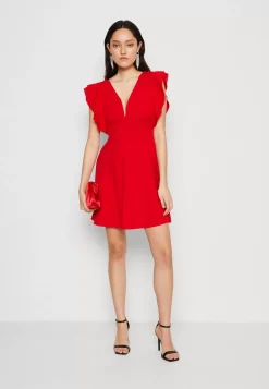 Wal G Lucia V Neck Frill Sleeve Skater Dress – Cocktail Dress / Party Dress . Discount Sale|Women Dress