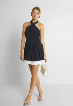 Wal G Milly Halter Neck Contrast Skater Dress – Cocktail Dress / Party Dress . Cheap|Women Dress