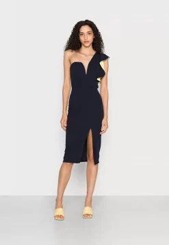 Wal G One Shoulder Ruffle Midi Dress – Jersey Dress . Free Delivery|Women Dress