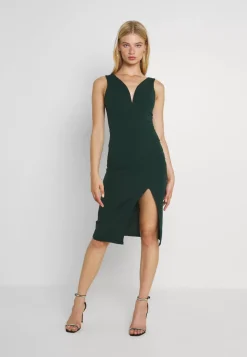 Wal G V Neck Plunge Midi Dress – Jersey Dress . Excellent|Women Dress