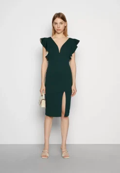 Wal G V Neck Ruffle Sleeve Midi Dress – Cocktail Dress / Party Dress . Opening Sales|Women Dress