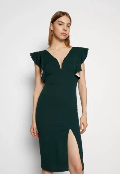 Wal G V Neck Ruffle Sleeve Midi Dress – Cocktail Dress / Party Dress . Opening Sales|Women Dress