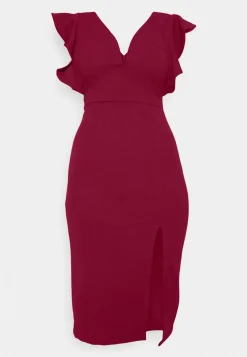 Wal G V Neck Ruffle Sleeve Midi Dress – Jersey Dress . Discount Online|Women Dress