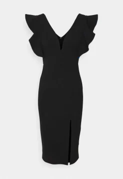 Wal G V Neck Ruffle Sleeve Midi Dress – Cocktail Dress / Party Dress . Cheap|Women Dress
