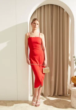 Wal G Wgxzl Wedding – Abel Scallop Neck Midi Dress – Cocktail Dress / Party Dress . Shop|Women Dress