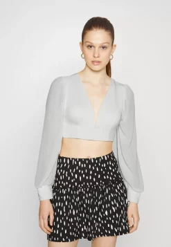 Wal G Wgxzl Wedding – Bessie Mesh Sleeve V Neck Crop Top – Blouse . Online Sales|Women Top