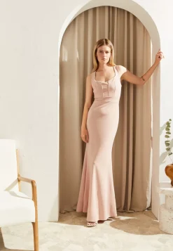 Wal G Wgxzl Wedding – Hari Bone Heart Neck Maxi Dress – Occasion Wear . Excellent|Women Occasion Wear